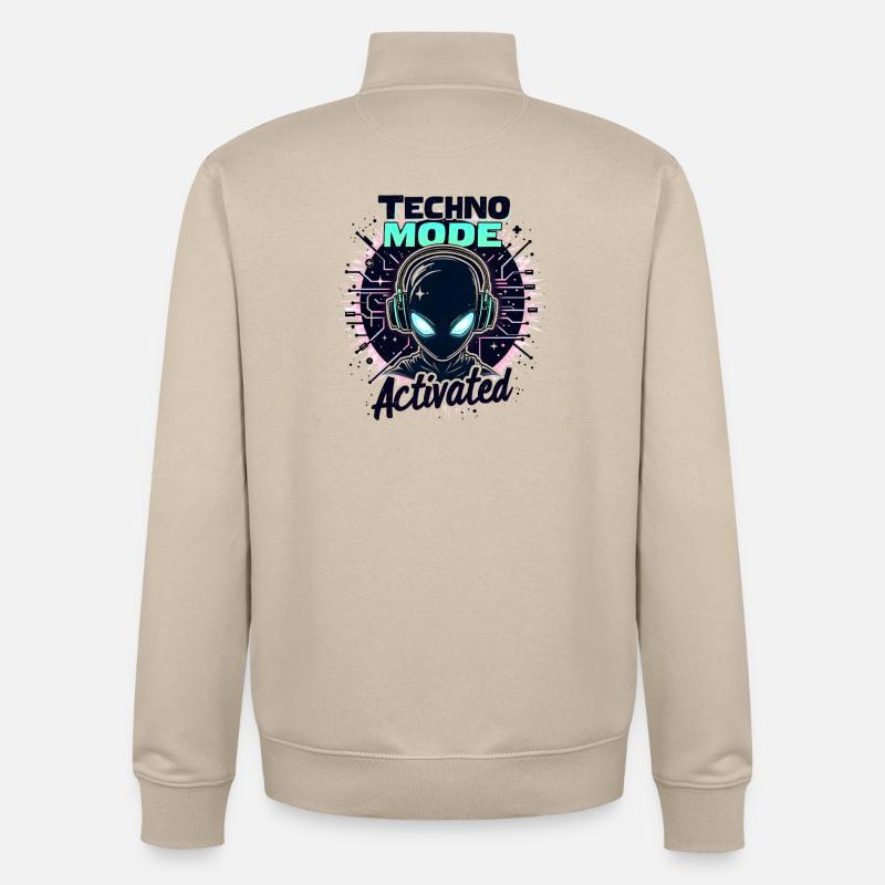 Mode Techno activé – Rave Music - Sweat zippé unisexe en coton bio Stanley/Stella - beige crème