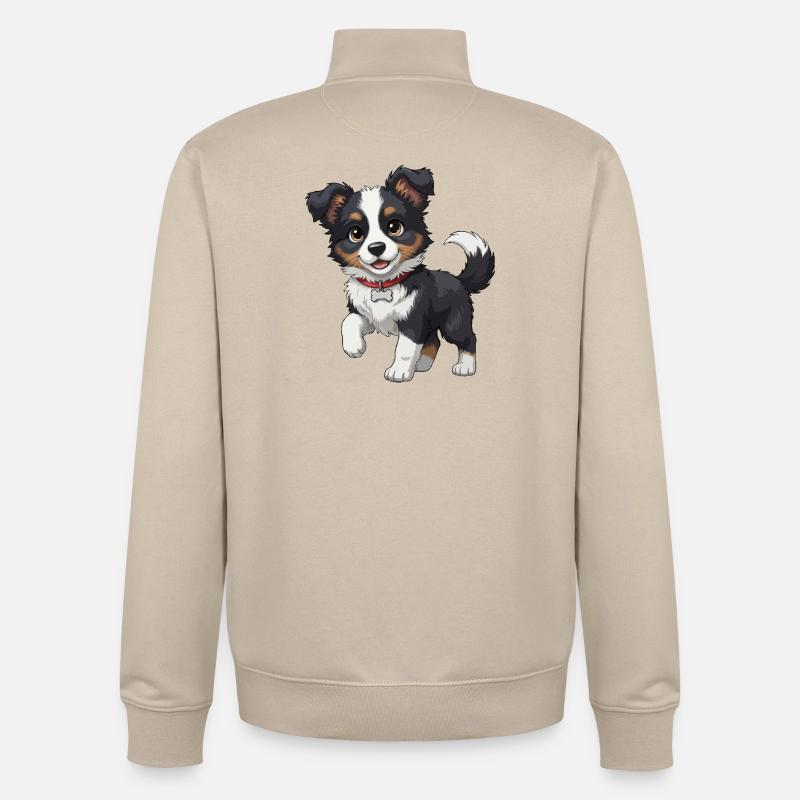 Border Collie chiot doux - Sweat zippé unisexe en coton bio Stanley/Stella - beige crème