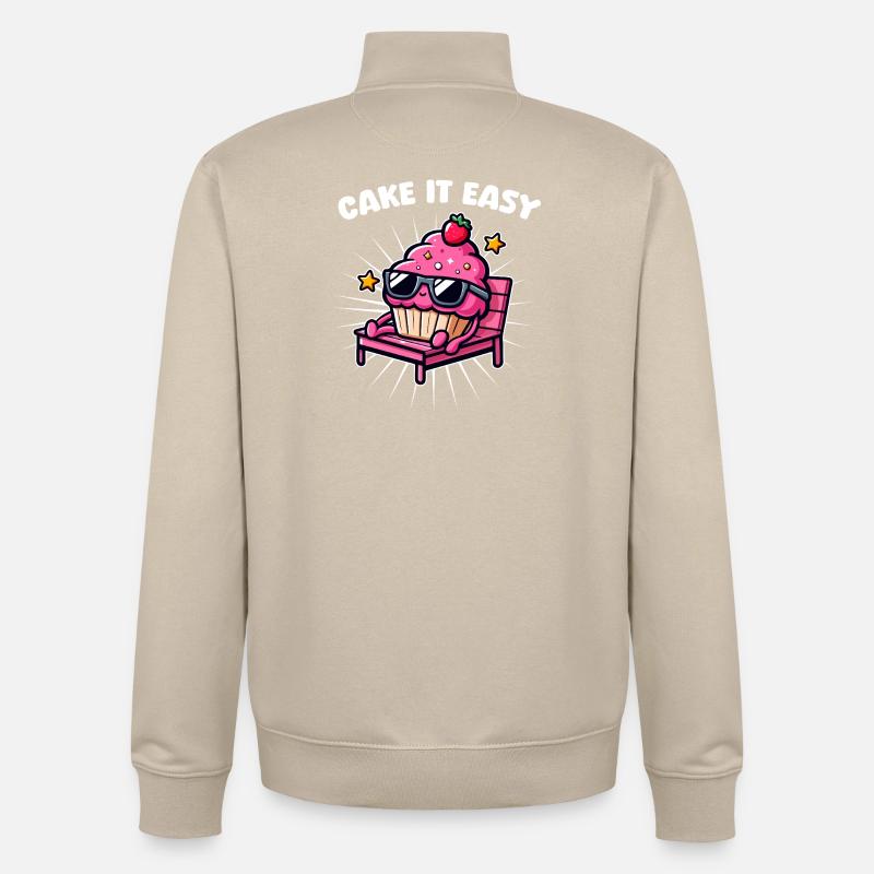 Cupcake Chill Cake It Easy - Unisex Organic Zip Sweatshirt by Stanley/Stella - desert dust