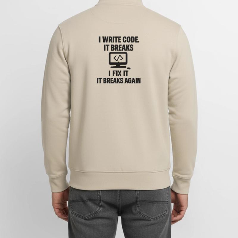 I Write Code – Funny Programmer T-Shirt Unisex Organic Zip Sweatshirt von Stanley/Stella