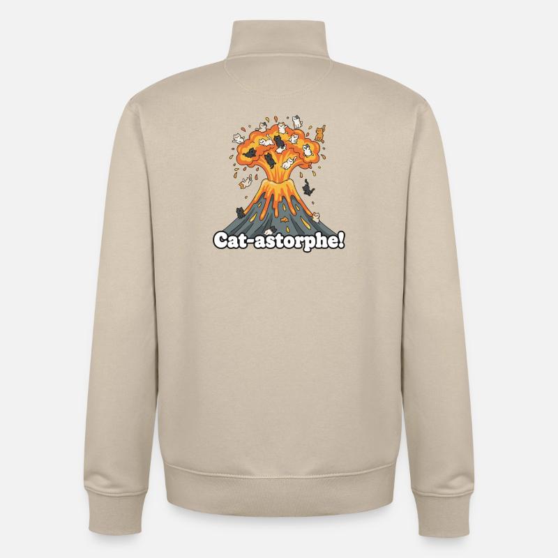 Cat-astrophe Vulkan - Unisex Organic Zip Sweatshirt von Stanley/Stella - Cremebeige