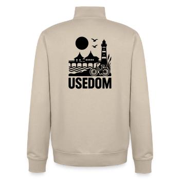 Usedom Island - Unisex Organic Zip Sweatshirt by Stanley/Stella - desert dust - Back - AI Model Male 185 dark (185cm)