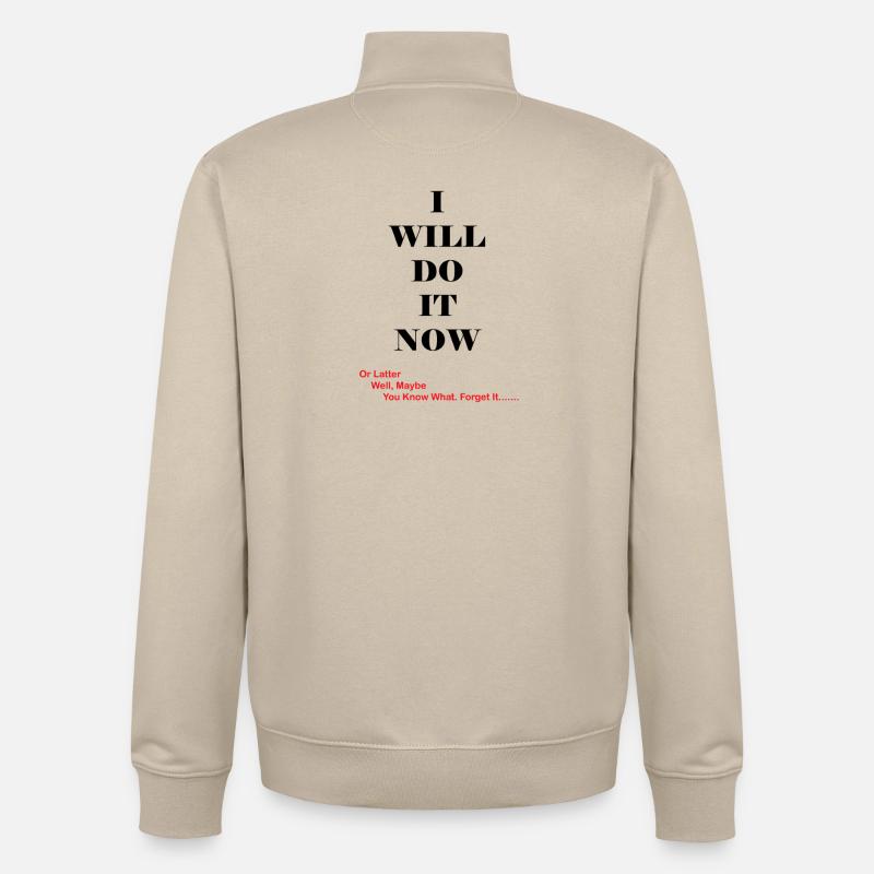 Red Quip Typography on Black Tee - Unisex Organic Zip Sweatshirt by Stanley/Stella - desert dust