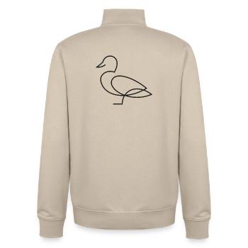 Croquis de canard – Motif animalier minimaliste - Sweat zippé unisexe en coton bio Stanley/Stella - beige crème - Dos - AI Model Male 185 dark (185cm)