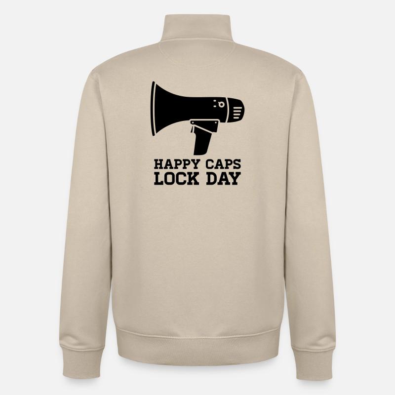 Megafon Happy Caps Lock Day Nerd  - Unisex Organic Zip Sweatshirt von Stanley/Stella - Cremebeige