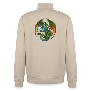 Bleu Vert Dragon Cracheur de Glace - Sweat zippé unisexe en coton bio Stanley/Stella - beige crème - Dos - AI Model Male 185 dark (185cm)