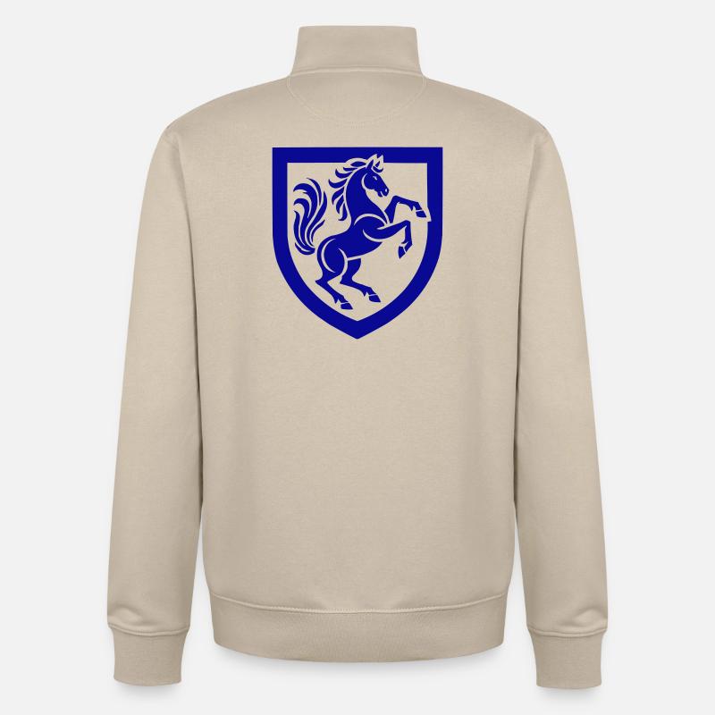 Silhouette de signe de cheval bleu - Sweat zippé unisexe en coton bio Stanley/Stella - beige crème