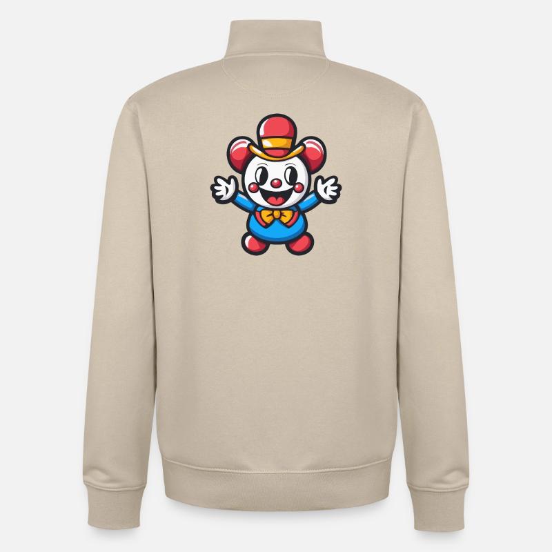 Halloween Clown Mignon Bande dessinée - Sweat zippé unisexe en coton bio Stanley/Stella - beige crème