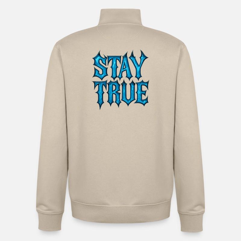 Stay True Design – Sei du selbst Statement - Unisex Organic Zip Sweatshirt von Stanley/Stella - Cremebeige