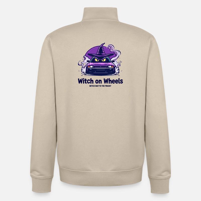 Logo de la sorcière sur roues - Sweat zippé unisexe en coton bio Stanley/Stella - beige crème