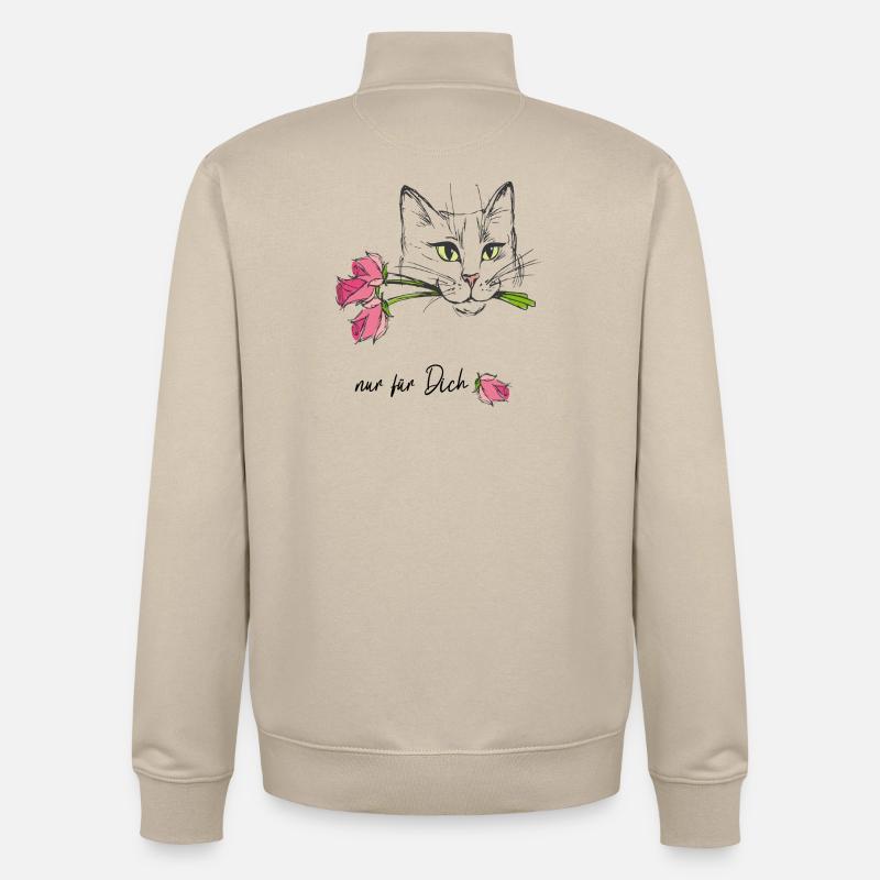 Chat aux roses - Sweat zippé unisexe en coton bio Stanley/Stella - beige crème
