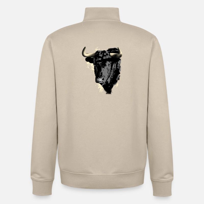Gravure à tête de taureau - Sweat zippé unisexe en coton bio Stanley/Stella - beige crème