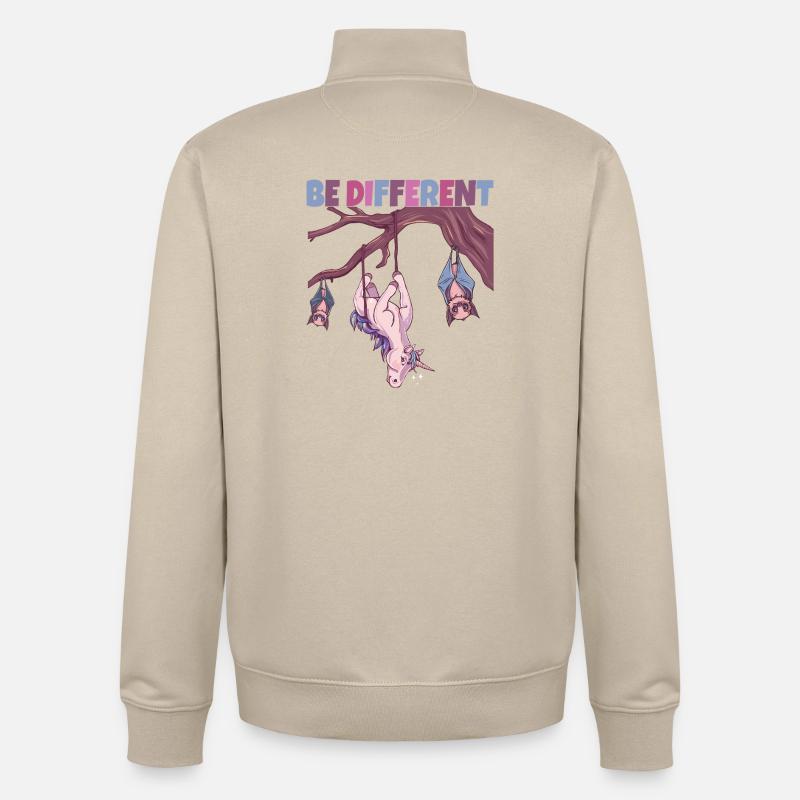Licorne Be Different - Sweat zippé unisexe en coton bio Stanley/Stella - beige crème