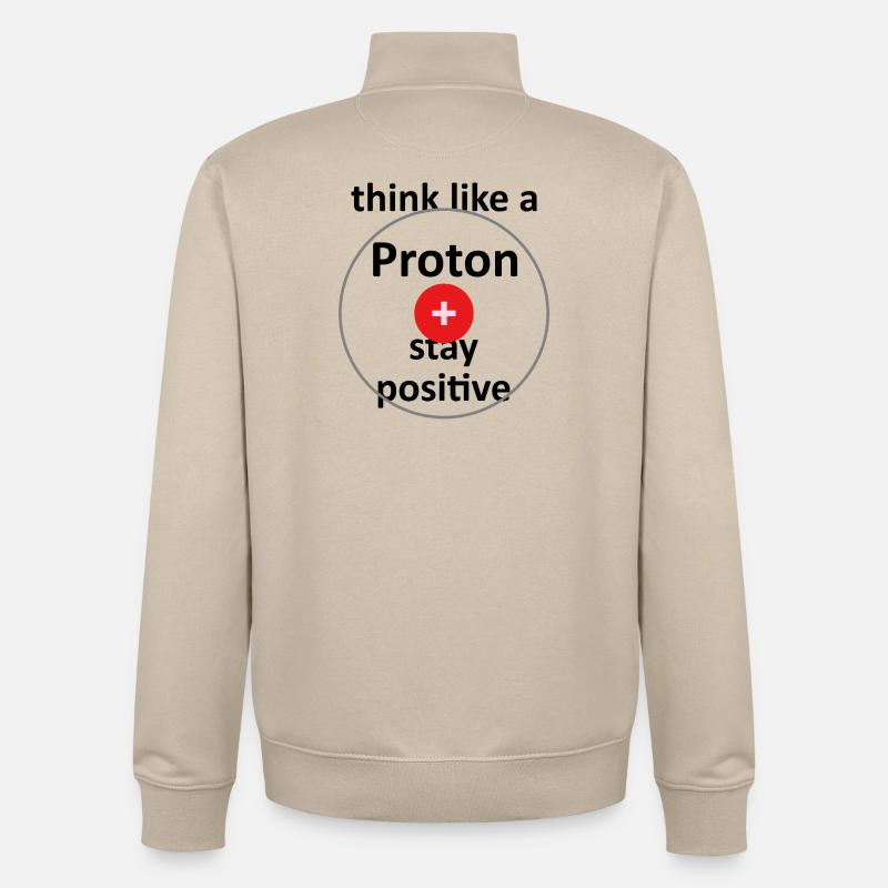 Unispruch "like a proton" Geschenk, Studenten - Unisex Organic Zip Sweatshirt von Stanley/Stella - Cremebeige