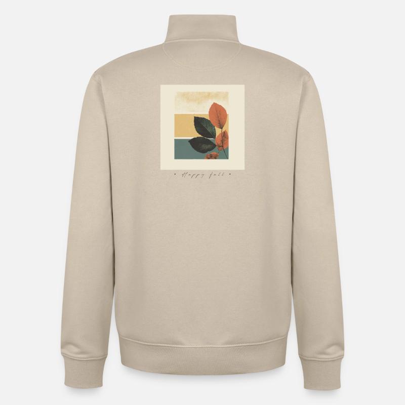 Herbst-Blatt-Block-Collage - Unisex Organic Zip Sweatshirt von Stanley/Stella - Cremebeige