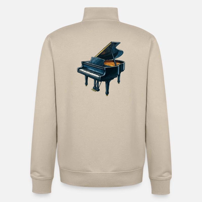 Piano à queue de concert bleu - Sweat zippé unisexe en coton bio Stanley/Stella - beige crème