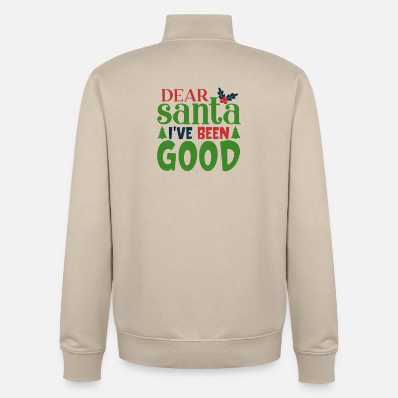 Lieber Weihnachtsmann, ich war ein gutes Muster - Unisex Organic Zip Sweatshirt von Stanley/Stella - Cremebeige