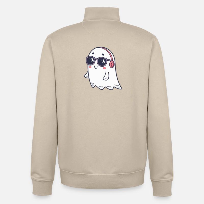 Süße Ghost DJ Brille - Unisex Organic Zip Sweatshirt von Stanley/Stella - Cremebeige