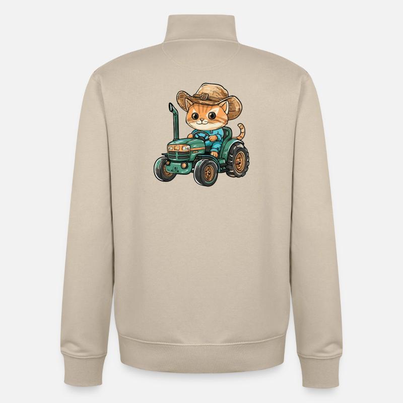 Katze Traktor Farmer - Unisex Organic Zip Sweatshirt von Stanley/Stella - Cremebeige