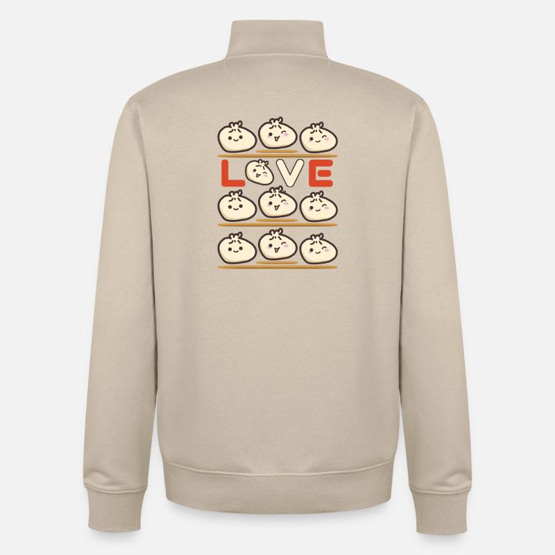Dumpling Love Pattern - Unisex Organic Zip Sweatshirt by Stanley/Stella - desert dust