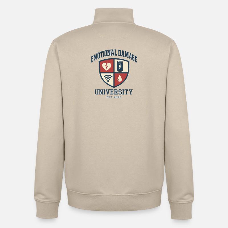 Dommages émotionnels à l’université - Sweat zippé unisexe en coton bio Stanley/Stella - beige crème