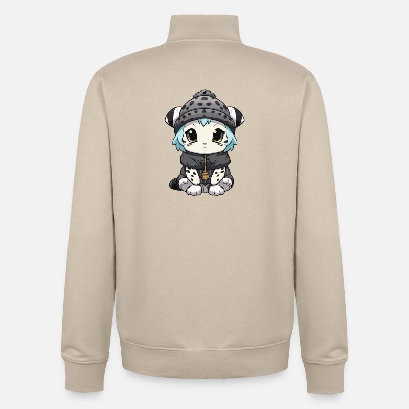 Bébé léopard des neiges léopard d’hiver - Sweat zippé unisexe en coton bio Stanley/Stella - beige crème
