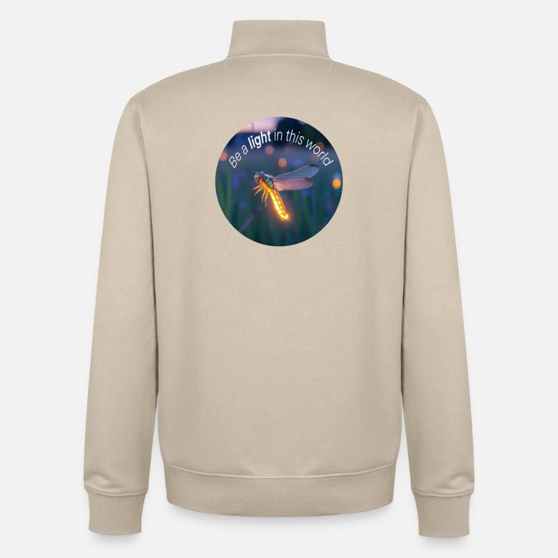 Luciole lumineuse avec un message positif - Sweat zippé unisexe en coton bio Stanley/Stella - beige crème