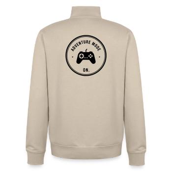 Adventure mode on - Unisex Organic Zip Sweatshirt by Stanley/Stella - desert dust - Back - AI Model Male 185 dark (185cm)