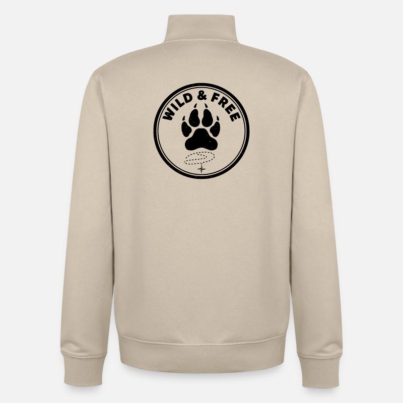 Sauvage et libre - Sweat zippé unisexe en coton bio Stanley/Stella - beige crème