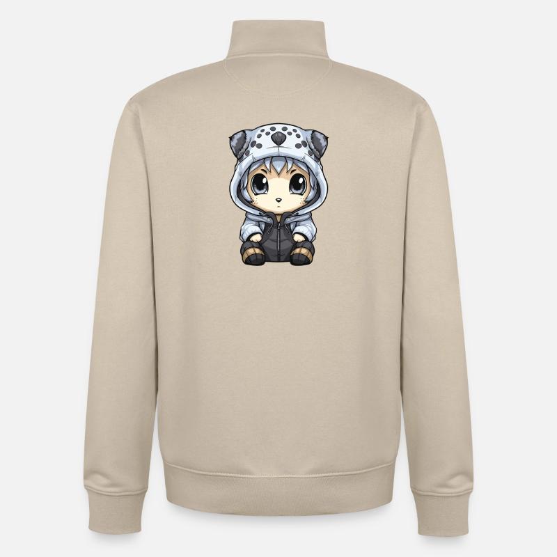 Bébé léopard des neiges léopard d’hiver - Sweat zippé unisexe en coton bio Stanley/Stella - beige crème