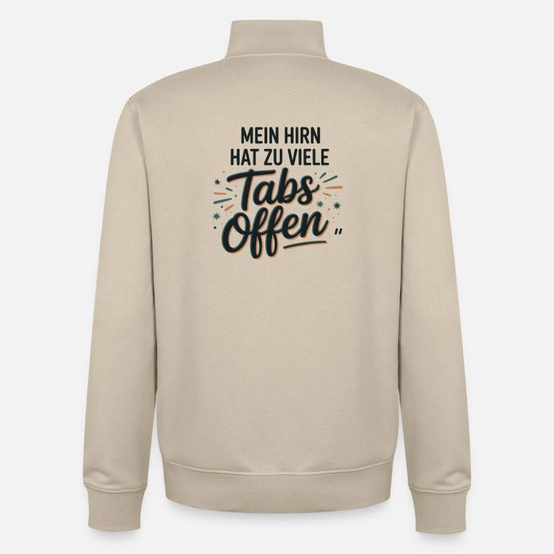 Mon cerveau a trop d’onglets ouverts - Sweat zippé unisexe en coton bio Stanley/Stella - beige crème