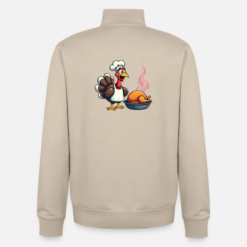 Cuisinier de dinde de Thanksgiving - Sweat zippé unisexe en coton bio Stanley/Stella - beige crème