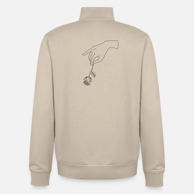 Main avec fleur - Sweat zippé unisexe en coton bio Stanley/Stella - beige crème