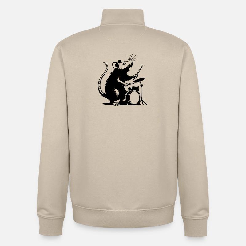 DrummerMaus Silhouette - Unisex Organic Zip Sweatshirt von Stanley/Stella - Cremebeige