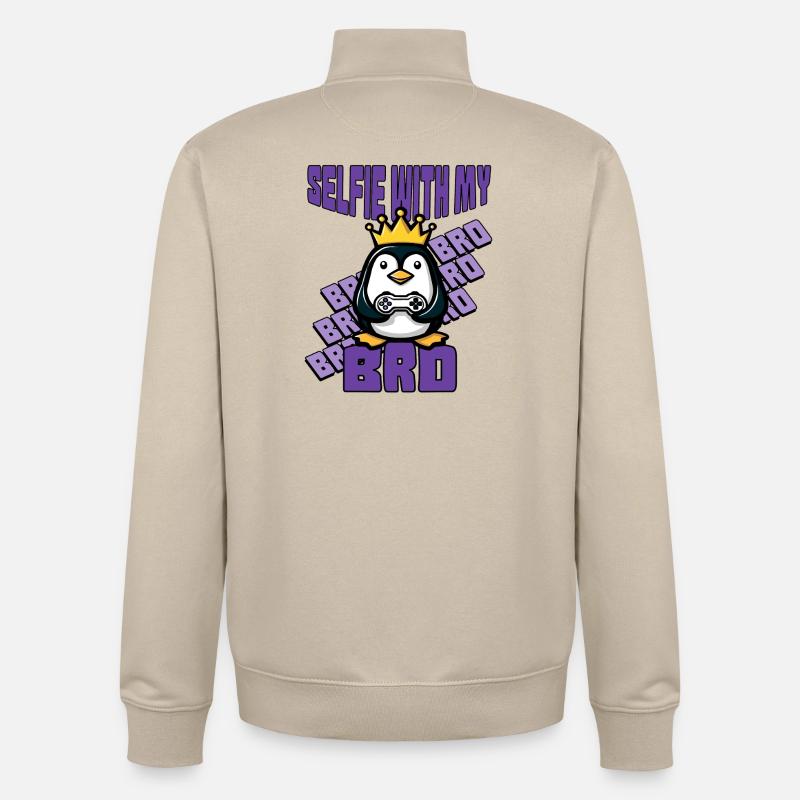 Selfie with my bro - controller - Unisex Organic Zip Sweatshirt by Stanley/Stella - desert dust