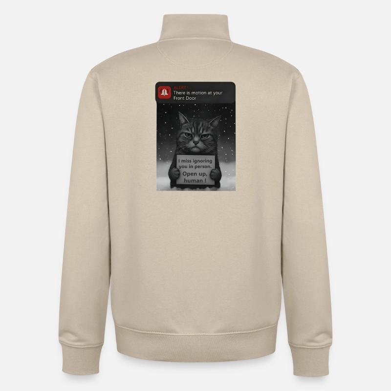 Cat a un message pour vous - Funnier - Sweat zippé unisexe en coton bio Stanley/Stella - beige crème
