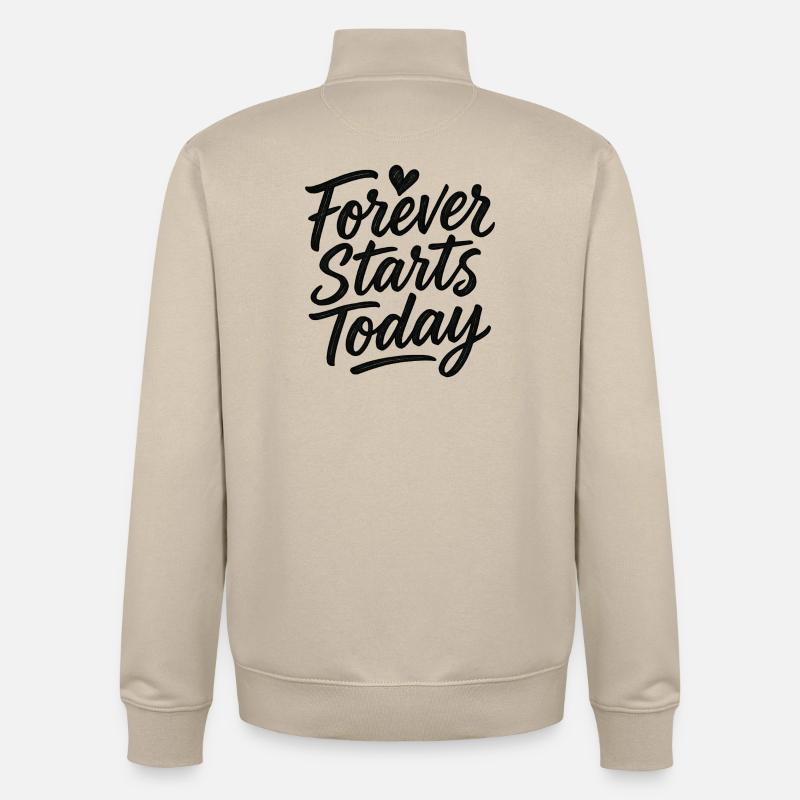 Mariage : Toujours commence aujourd'hui ! - Sweat zippé unisexe en coton bio Stanley/Stella - beige crème