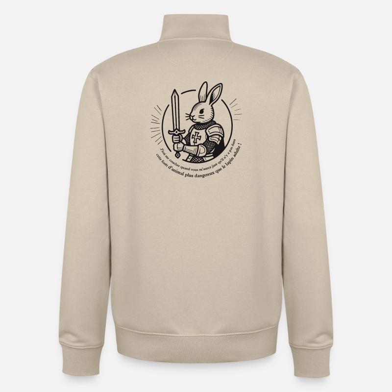 Lapin Chevalier Épée et Armure - Sweat zippé unisexe en coton bio Stanley/Stella - beige crème