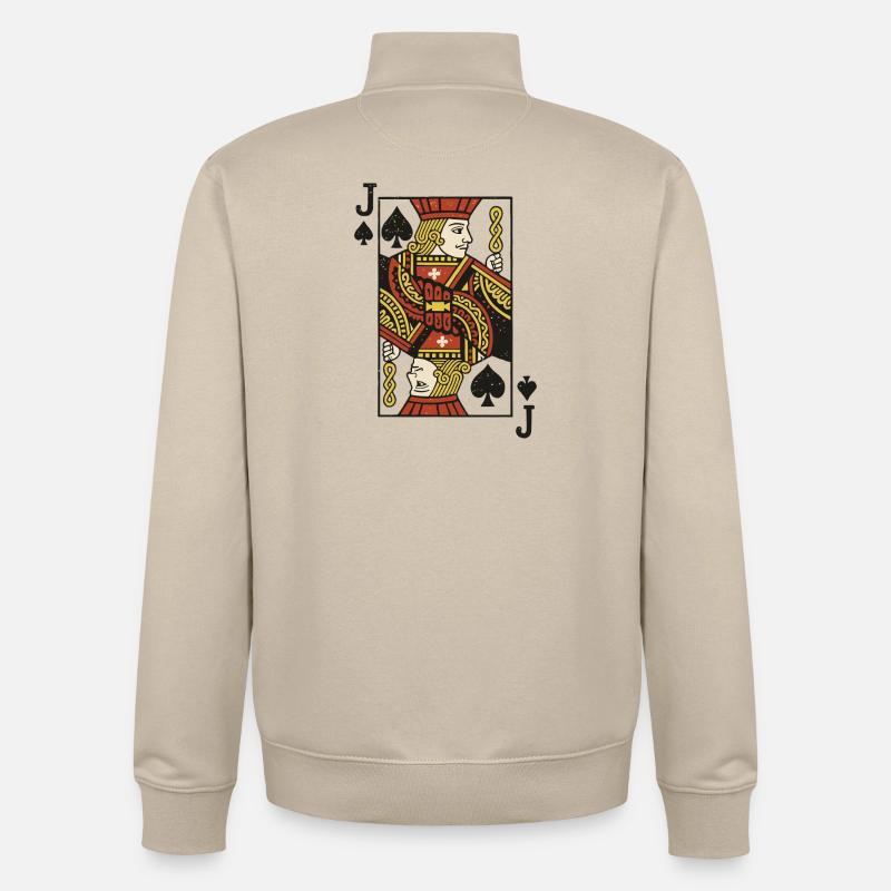 Impression d’art de carte Knight Joker - Sweat zippé unisexe en coton bio Stanley/Stella - beige crème