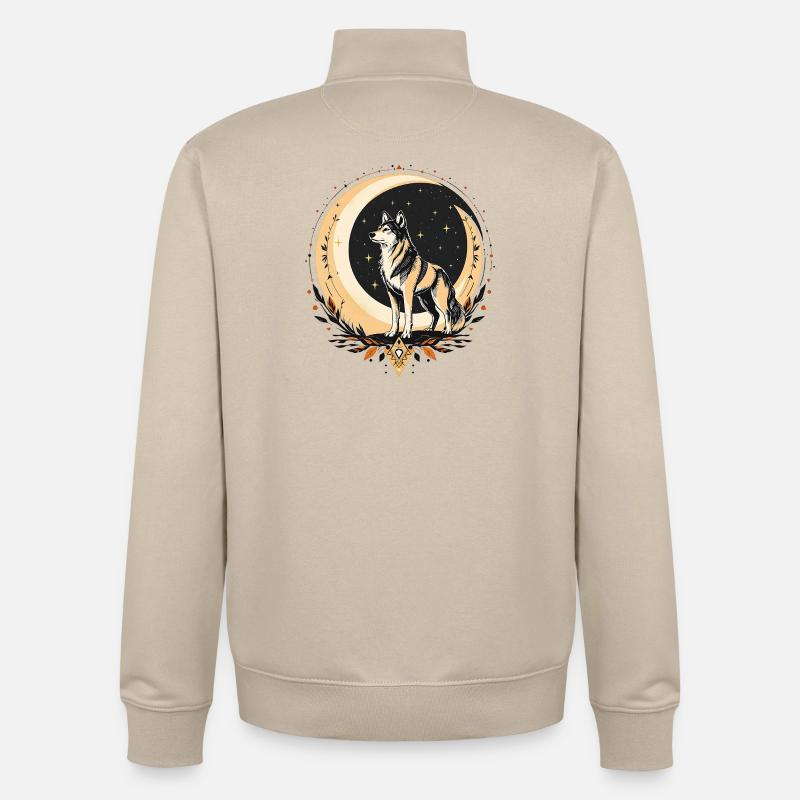 Boho Wolf - Unisex Organic Zip Sweatshirt by Stanley/Stella - desert dust