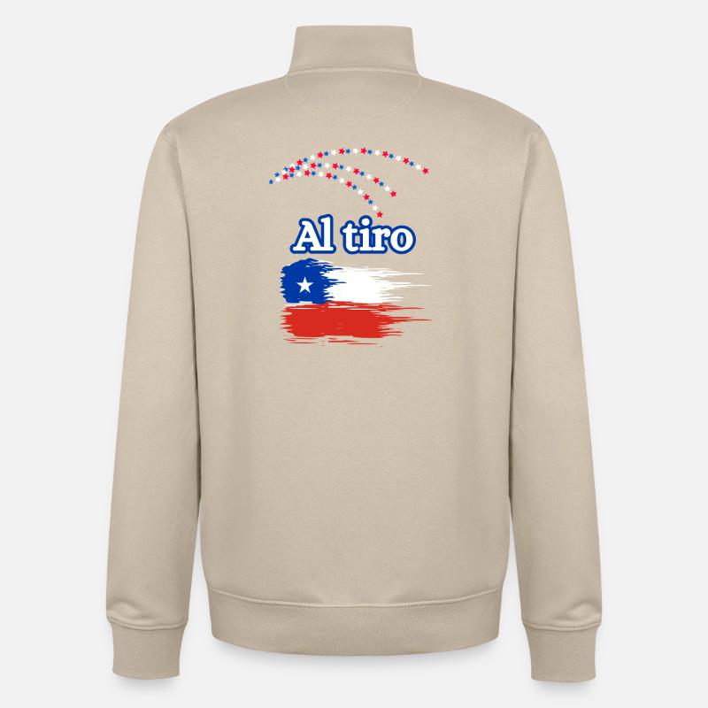 Pinceau drapeau du dialecte chilien - Sweat zippé unisexe en coton bio Stanley/Stella - beige crème