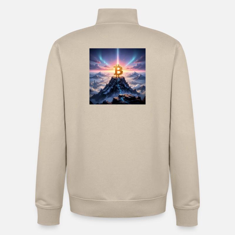 Bitcoin summit light over mountain range - Unisex Organic Zip Sweatshirt by Stanley/Stella - desert dust