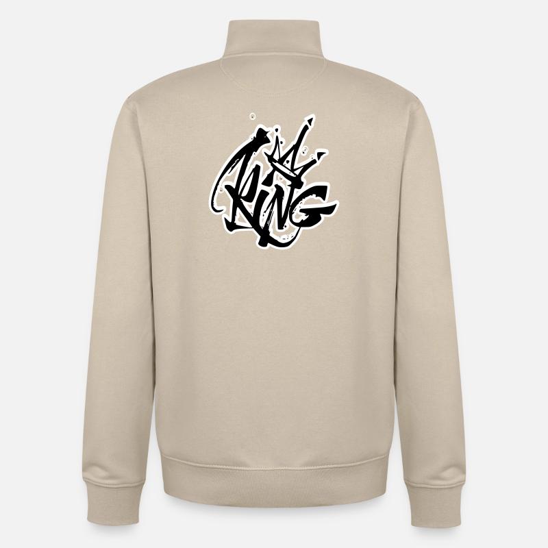 Lettrage King Graffiti - Sweat zippé unisexe en coton bio Stanley/Stella - beige crème