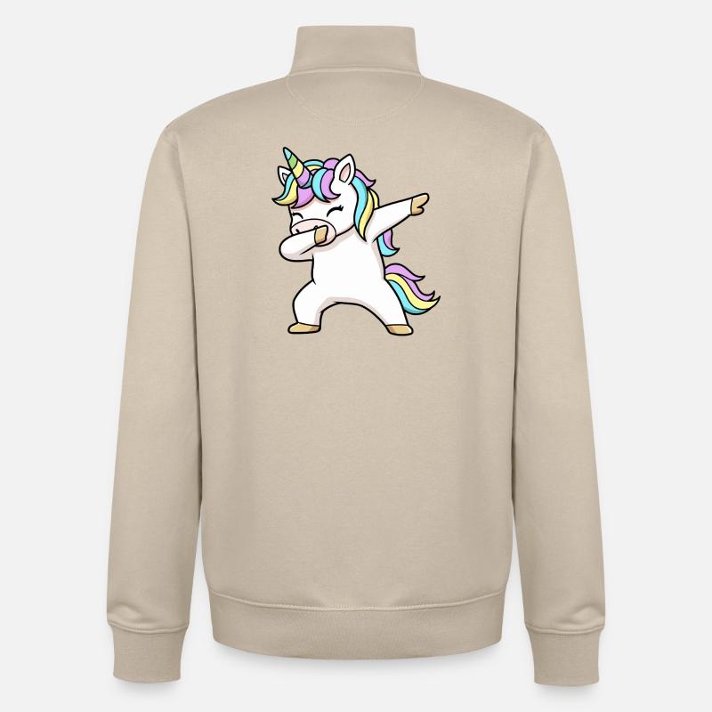 Buntes Einhorn in Dab Position  - Unisex Organic Zip Sweatshirt von Stanley/Stella - Cremebeige