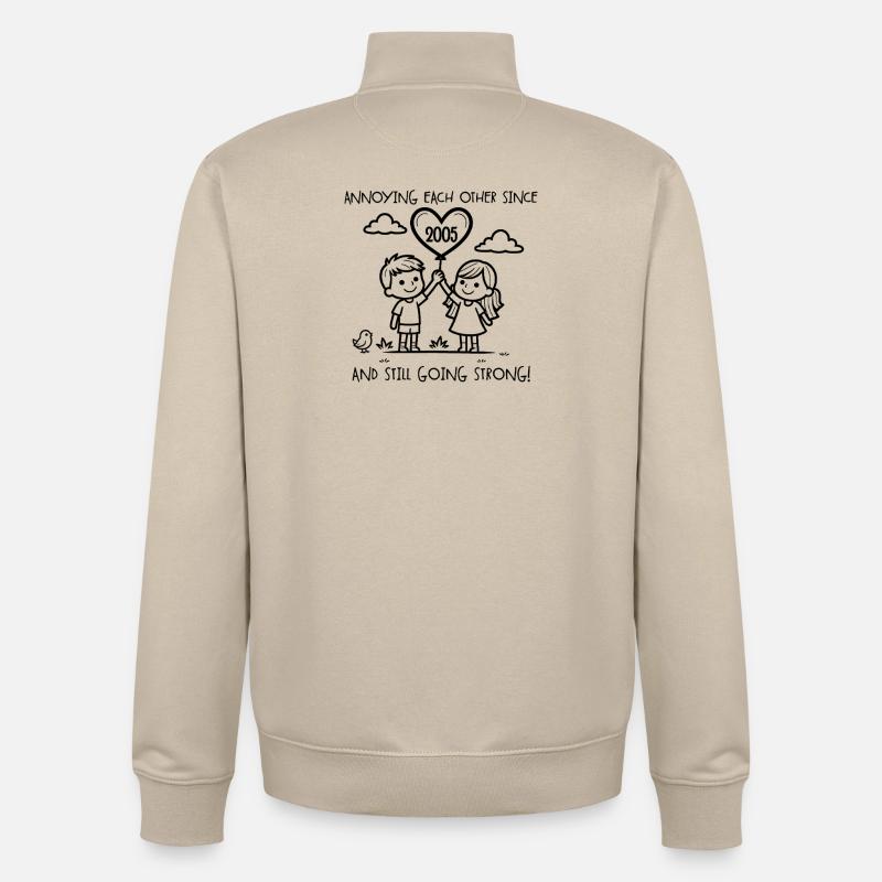 Einander nerven seit 2005 Jubiläum - Unisex Organic Zip Sweatshirt von Stanley/Stella - Cremebeige