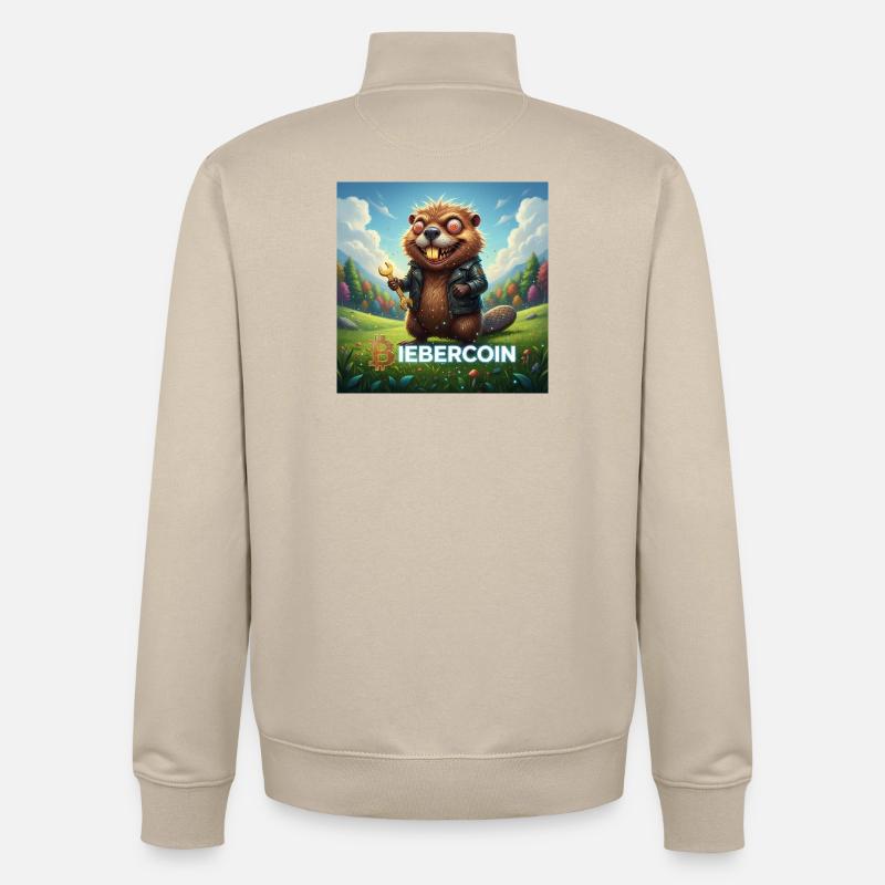 Crypto Beaver avec clé à molette - Sweat zippé unisexe en coton bio Stanley/Stella - beige crème