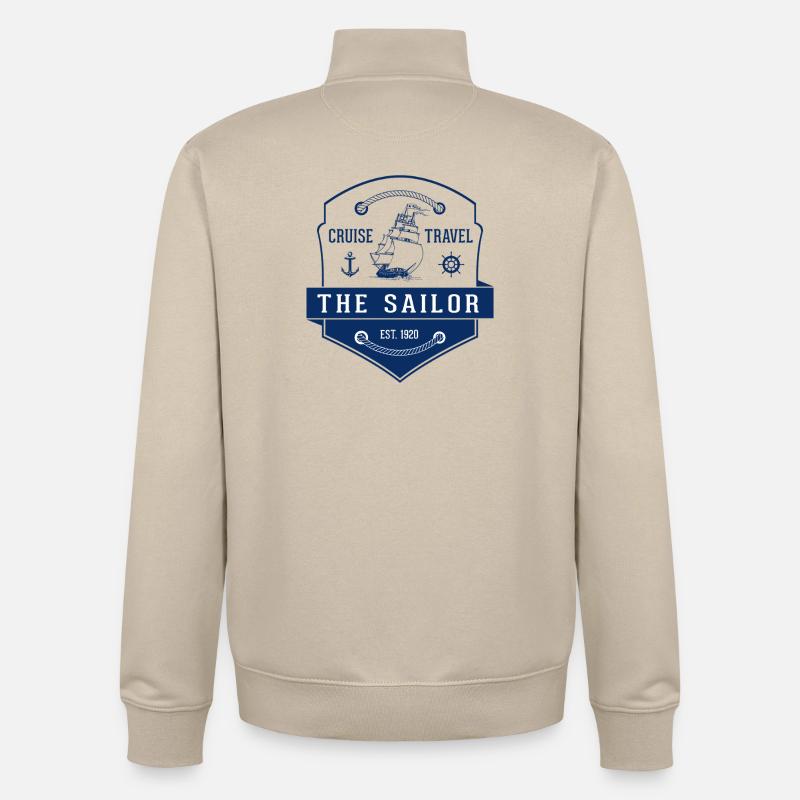 Nautic Design L’insigne du marin Croisière Voyage - Sweat zippé unisexe en coton bio Stanley/Stella - beige crème