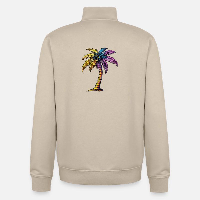 Plage de Palm Tree - Sweat zippé unisexe en coton bio Stanley/Stella - beige crème