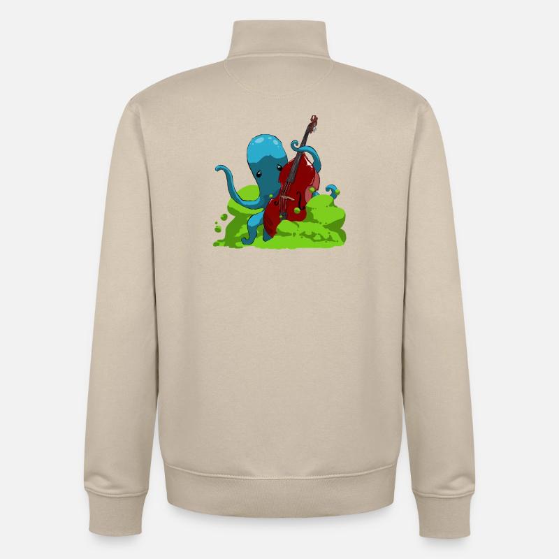 Octopus joue de la basse - Sweat zippé unisexe en coton bio Stanley/Stella - beige crème