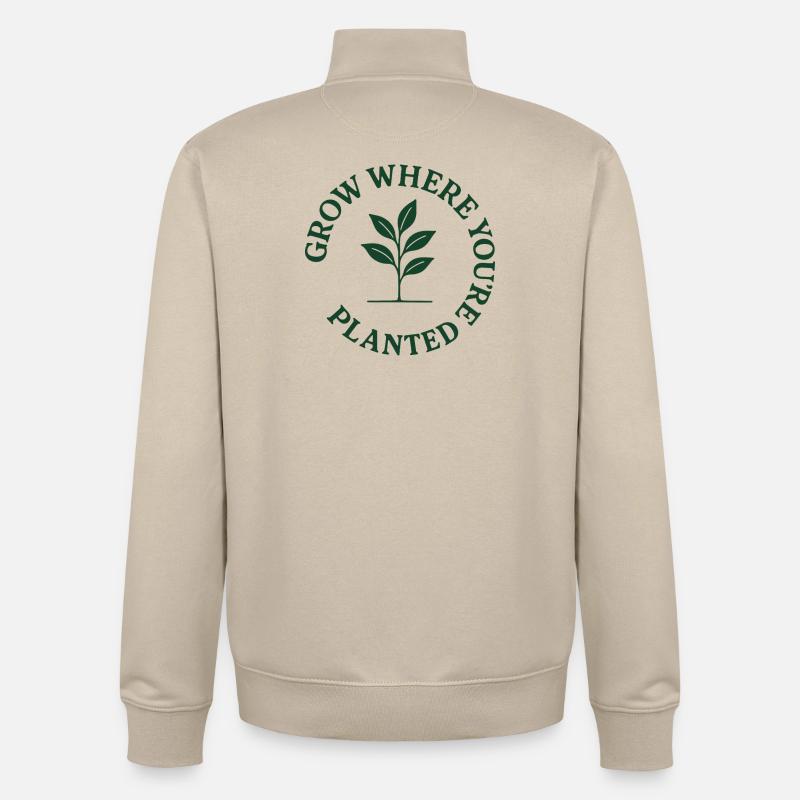 Évoluez là où vous êtes - Sweat zippé unisexe en coton bio Stanley/Stella - beige crème